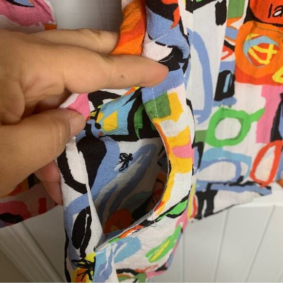 Ali Miles colorful abstract patchwork blouse Petite XL lagenlook art to wear - Picture 8 of 8